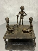 Antike Messingfigur "Sitzende Musiker" 3er Gruppe Deko 50er 