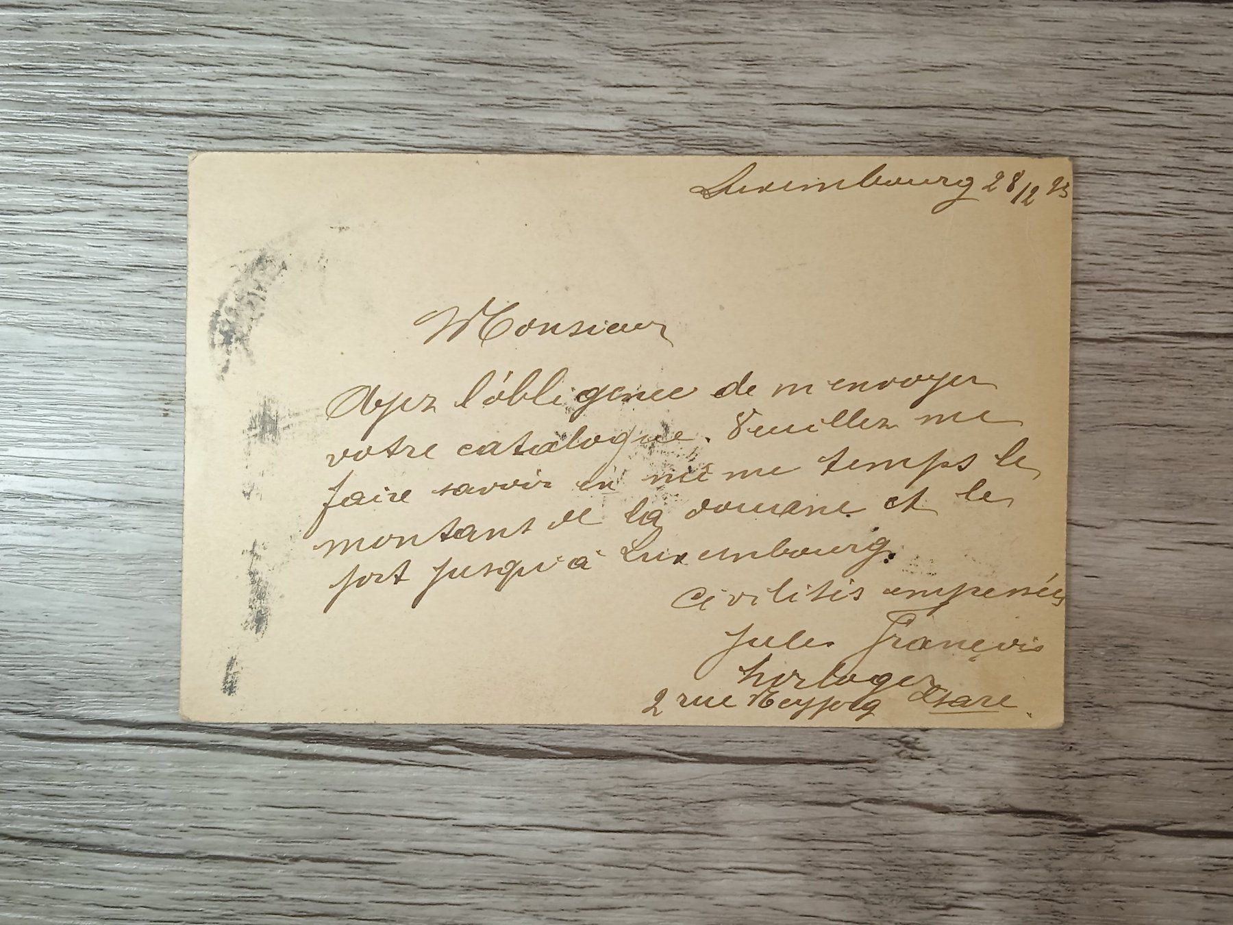 Tutti i francobolli: TR48 Carte Postale + Timbre Luxembourg 1894 – Usato da Cousset venduto da Patrick_Collections 1