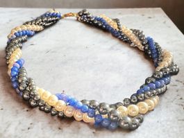 Halskette mit blau Perlen Luxus-Modeschmuck, Vintage