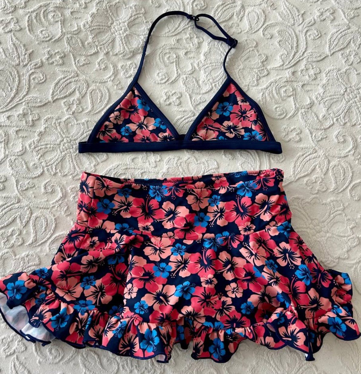 Costumi da bagno & Bikini: Bikini Set, 3 Teile, Top, Hose, Rock, Mädchen, Grösse 128 – Usato da Zürich venduto da DepotCharity 2