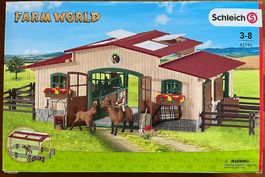 Schleich 42195 Pferdestall mit Pferden und Zubehör