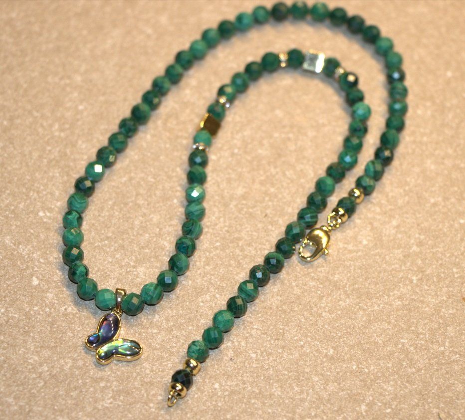 Catenine: Malachit Kette Halskette Collier Edelstein Halsschmuck 45 cm – Nuovo (secondo la descrizione) da Rotkreuz venduto da beltraum 6