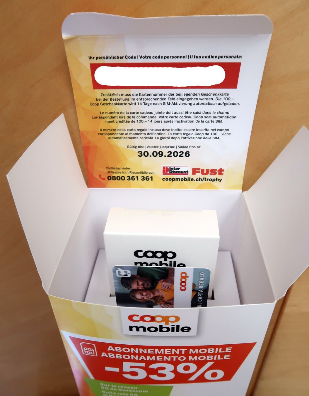 Buoni: COOP MOBILE Abo mit 53% + Fr. 100.-- Einkaufsgutschein +++ – Nuovo e nell'imballaggio originale da Hedingen venduto da Studers 1