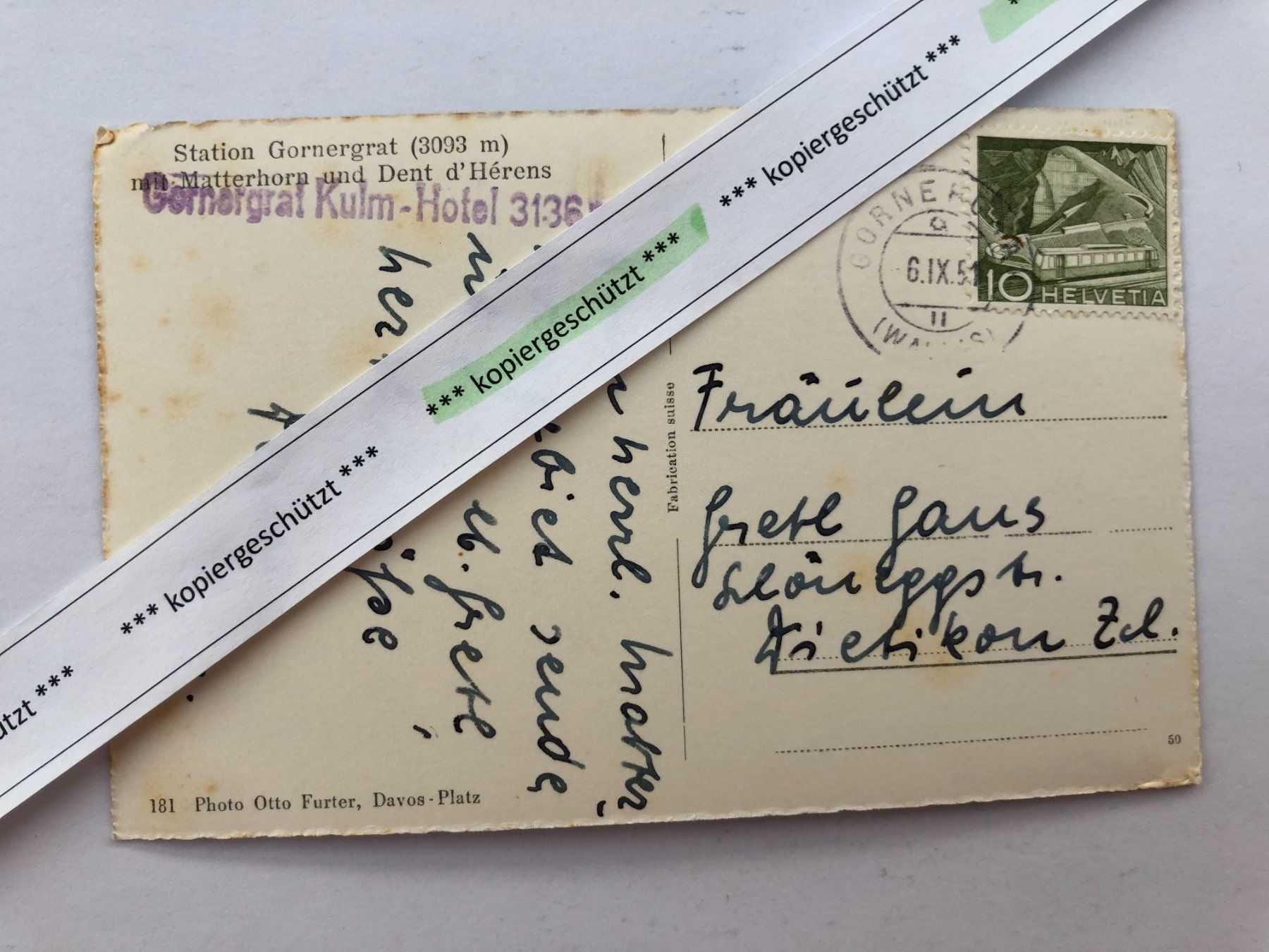 Cartoline postali: 6.9.1951 Station Gornergrat Matterhorn – Usato da Hefenhofen venduto da Bierinder 1