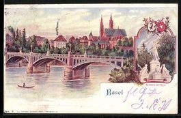 AK Basel, Teilansicht, St. Jakob-Denkmal