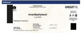 1 Ticket Annenmaykantereit im Hallenstadion Zürich, 27.09.26