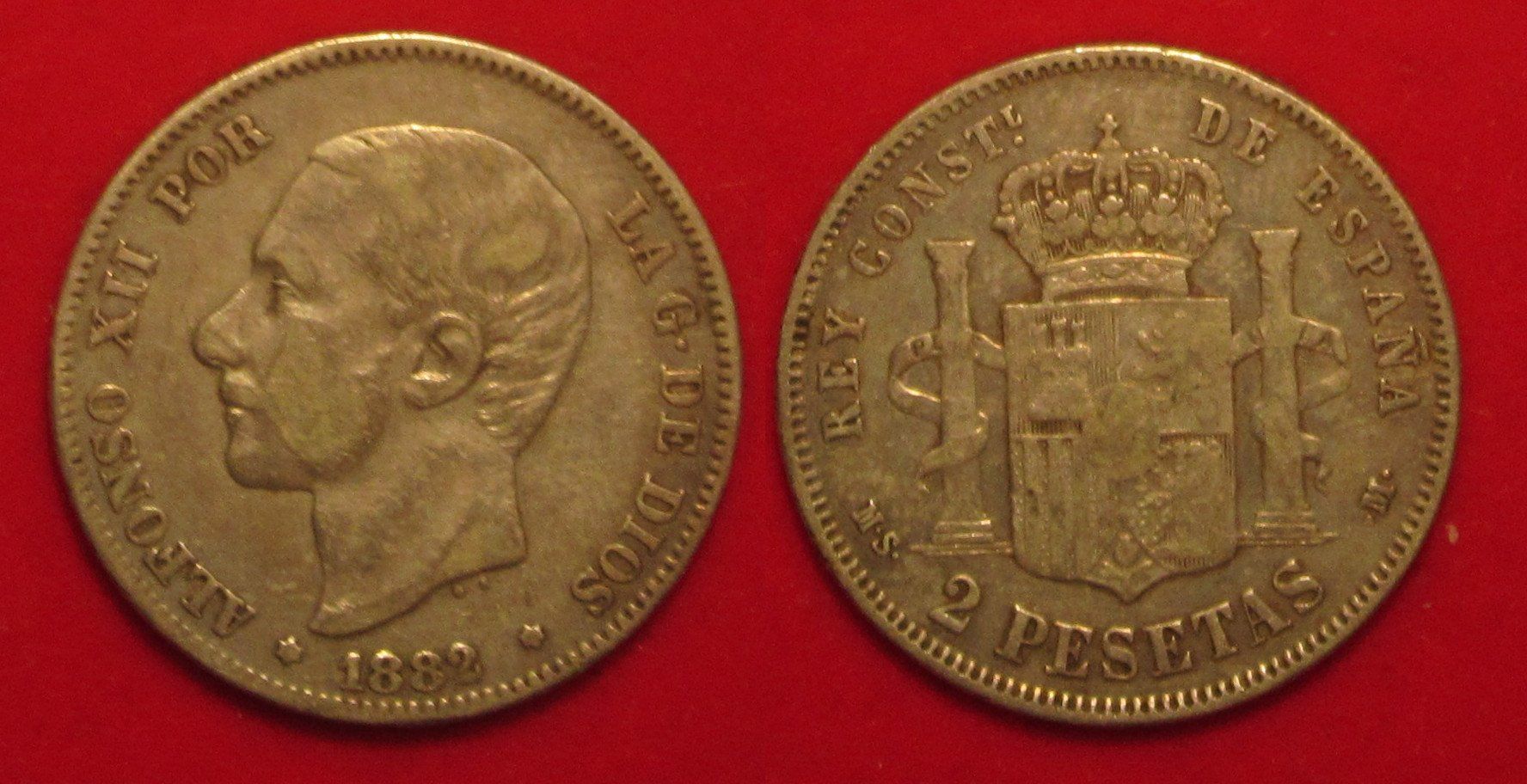 Tutti le monete: Spanien. 2 Pesetas 1882 Silber – Usato da Allschwil venduto da Coinfreak