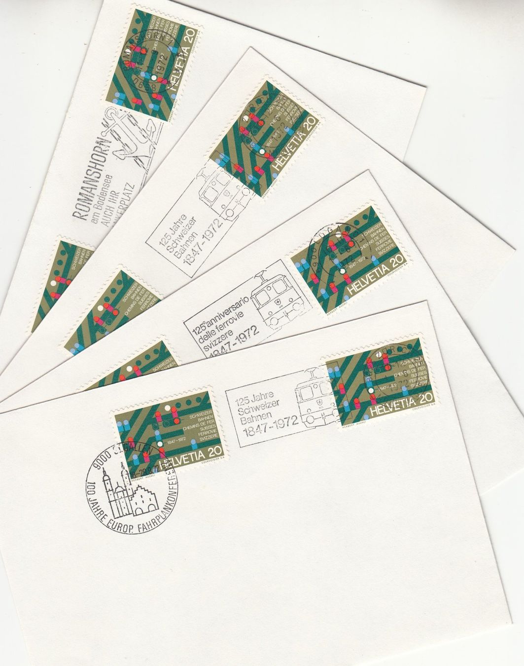 Alle Briefmarken: 125 Jahre Schweizer Bahnen – Gebraucht aus Bürglen TG von StampGraf