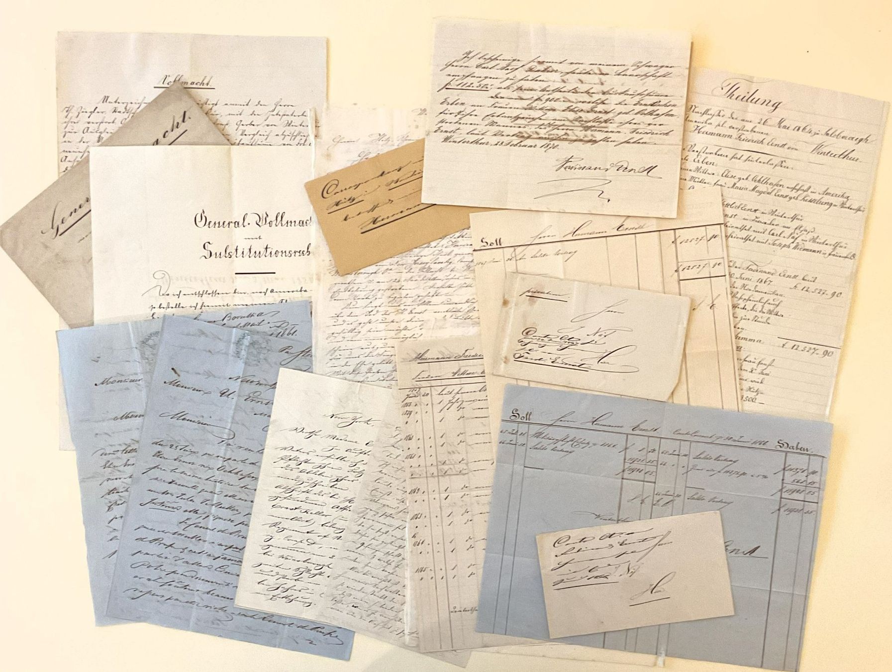 Documenti: 14 Dokumente Todesfall H.Ernst in Amerika 1864 v. Winterthur – Usato da Pfungen venduto da Doku7