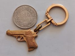 Porte-clés pistolet révolver Walther PP métal doré