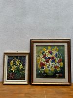 Paar Ölgemälde mit Blumen
