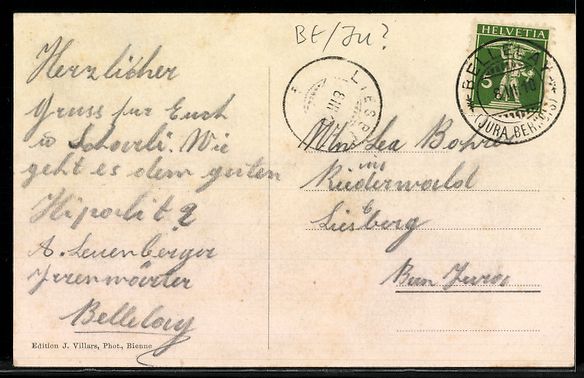Cartoline postali: AK Bellelay, Asile des Aliénés – Usato da Berlin venduto da bartko-reher 1