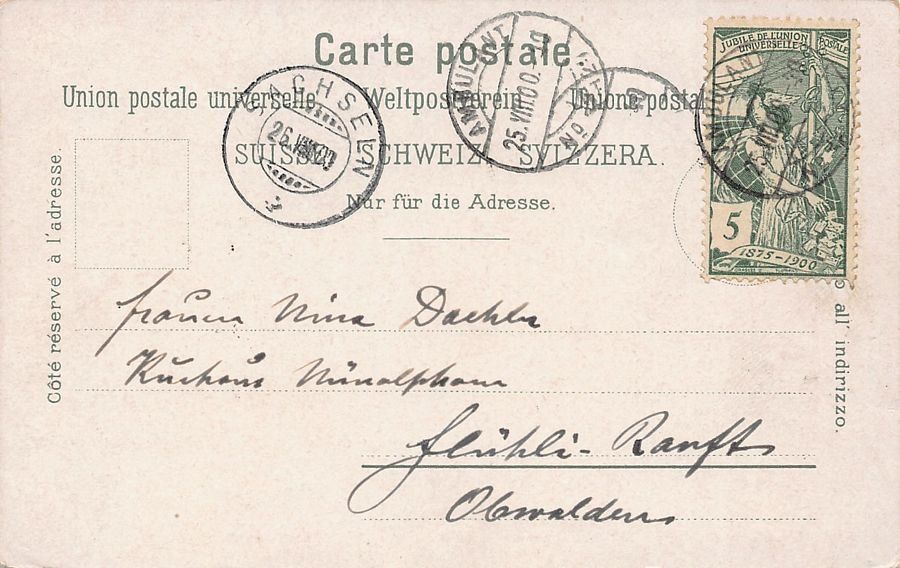Cartoline postali: Bellinzona, circolata 1900 – Usato da Frauenfeld venduto da POML 1