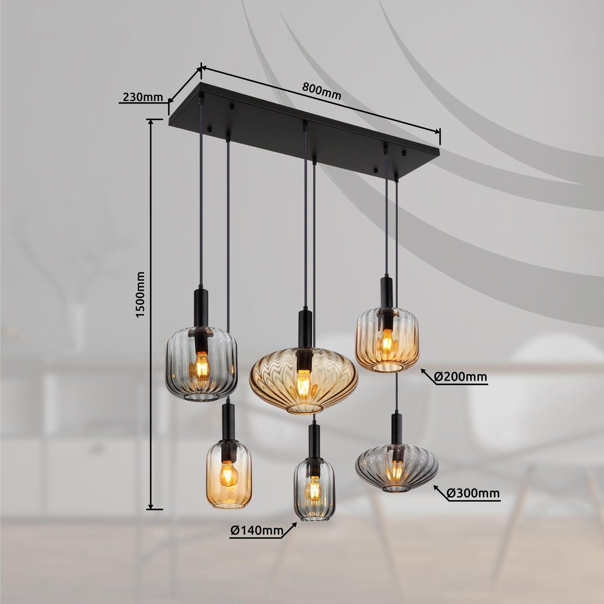 Lampadari & plafoniere: Pendelleuchte, Glas, 100 cm x 47 cm – Nuovo (secondo la descrizione) da Kreuzlingen venduto da Smart-Light 2