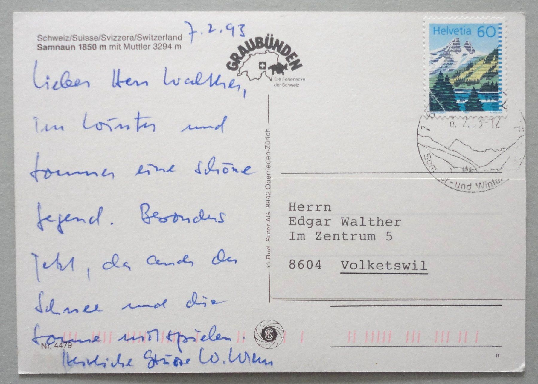 Cartoline postali: Samnaun 1850 m mit Muttler – Usato da Fétigny venduto da Billy2miny 1