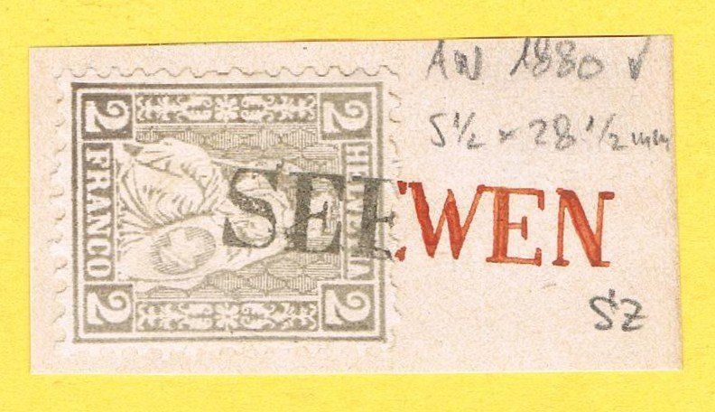 Tutti i francobolli: Stabstempel Seewen / Seen ? – Usato da Biberstein venduto da Jura39