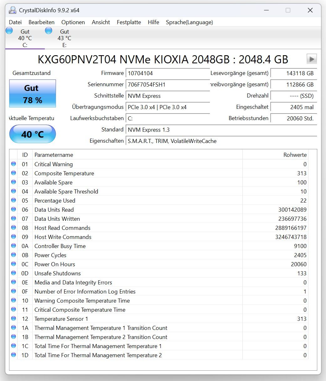 Harddisks: KIOXIA NVME TLC 2.0 TB SSD – Gebraucht aus Meilen von speedliq 1