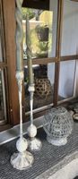 2 bougeoirs et lanterne shabby chic 