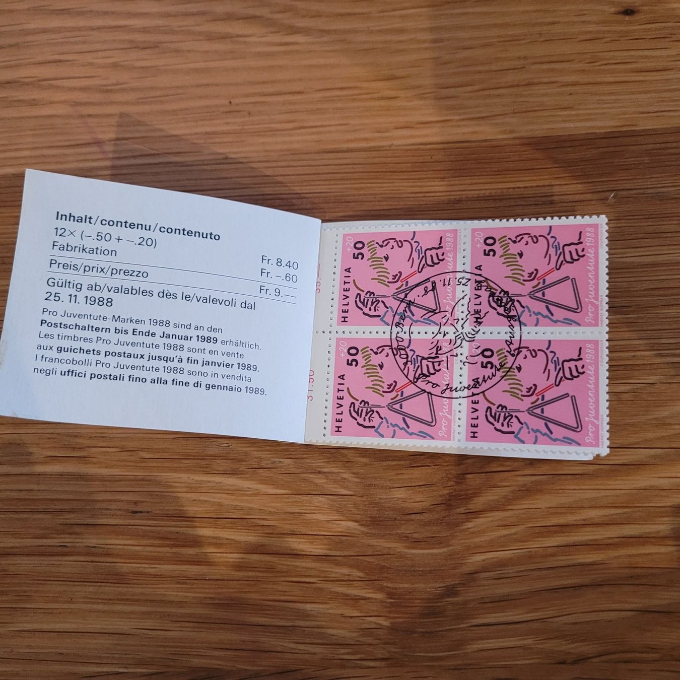 Tutti i francobolli: Markenheftchen Carnet De Timbre Pro Juventute 1988 – Usato da Biel/Bienne venduto da Destockweb 1