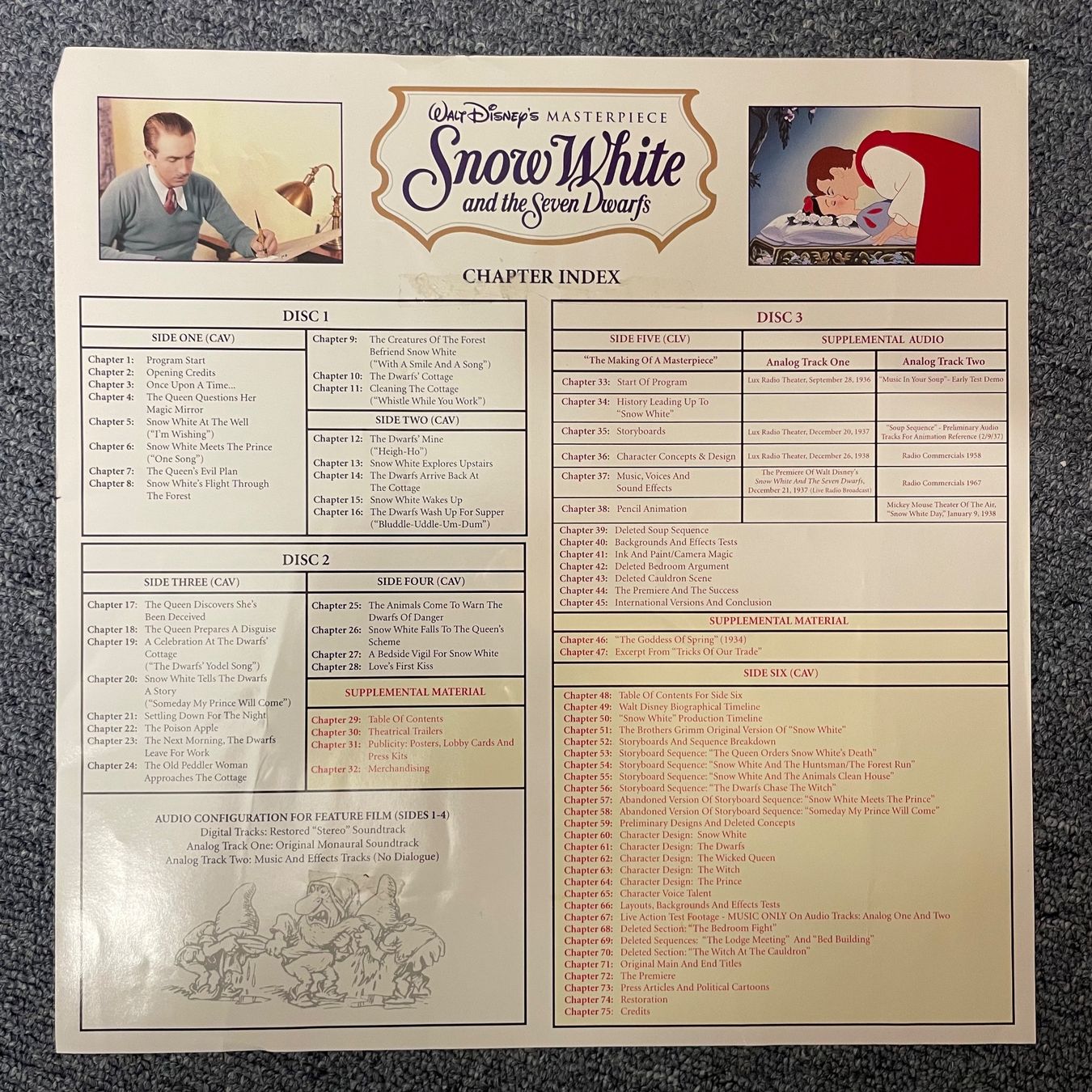 Tutti i DVDs: Walt Disney's: Snow White - LASER DISC - Engli. – Usato da Stans venduto da Brode 6