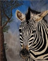 Encaustic Bild, Zebra