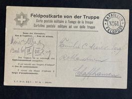 Schweiz 1914 Feldpostkarte von der Truppe Batallion 61