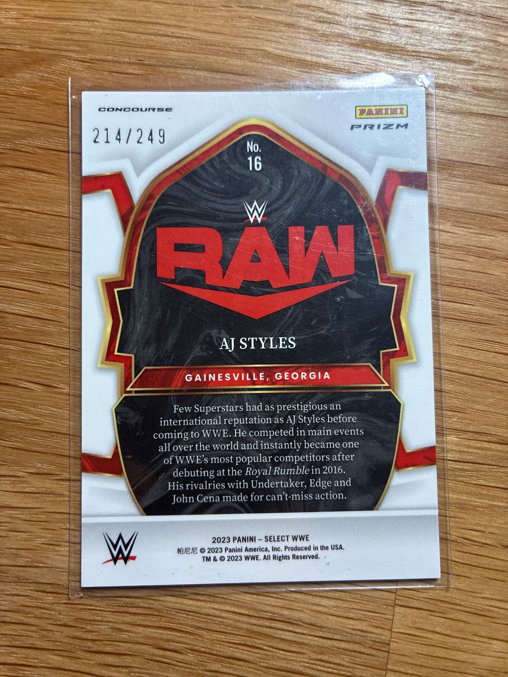 Panini Carte collezionabili: Panini Select WWE Aj Styles /249 – Usato da Wangenried venduto da Garagara 1