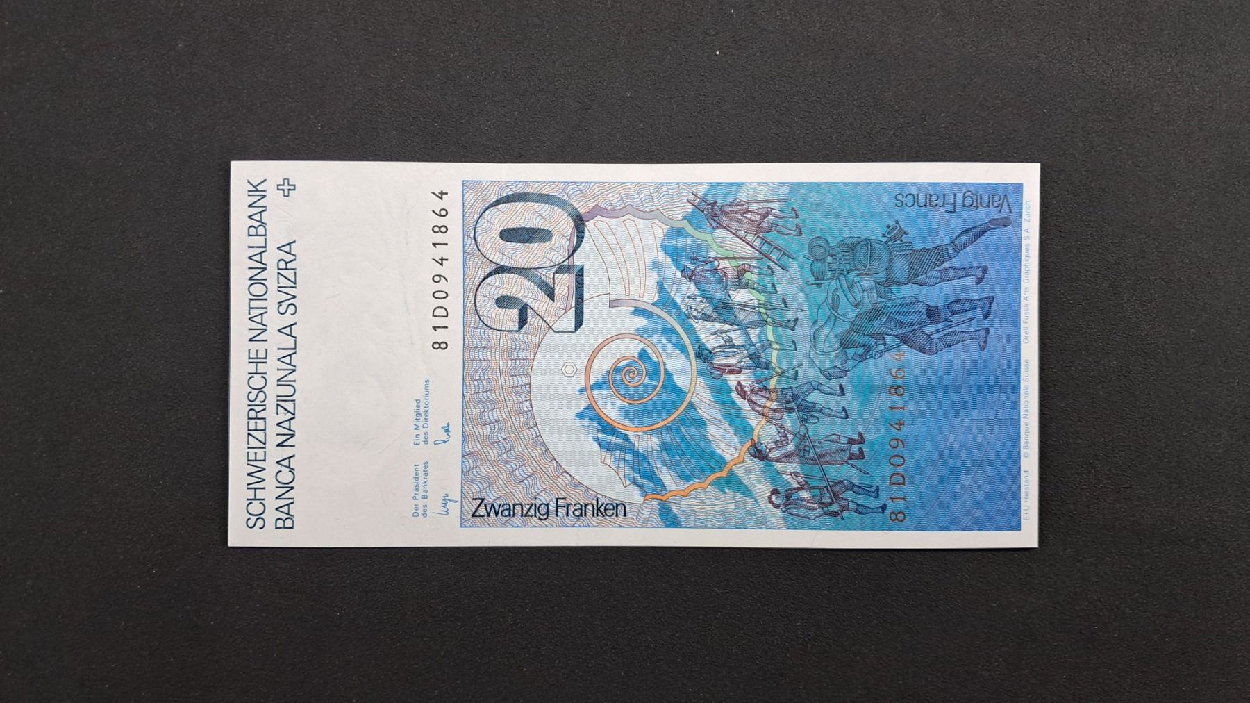 Banconote: Schweiz 20 Franken 1981 Bankfrisch – Nuovo e nell'imballaggio originale da Lufingen venduto da E-Auktion 1