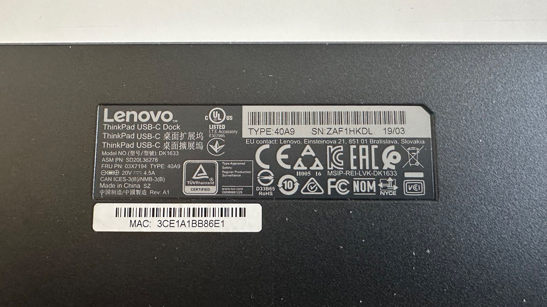 Lenovo Docking station: Lenovo ThinkPad Docking Station 90W Netzteil USB-C – Usato da Pfäffikon ZH venduto da narteq 4