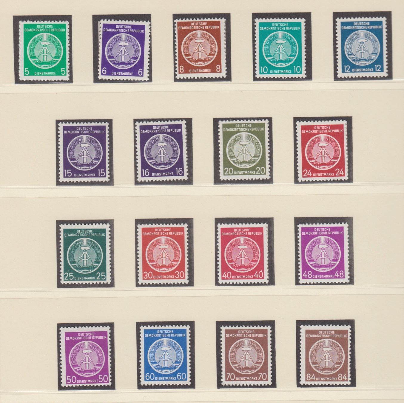 Tutti i francobolli: DDR 1954, DIENSTMARKEN MI. 1-17** – Nuovo (secondo la descrizione) da Erlach venduto da Minka123