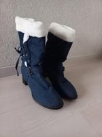 Winterstiefel mit Blockabsatz Jeanslook Grösse 45
