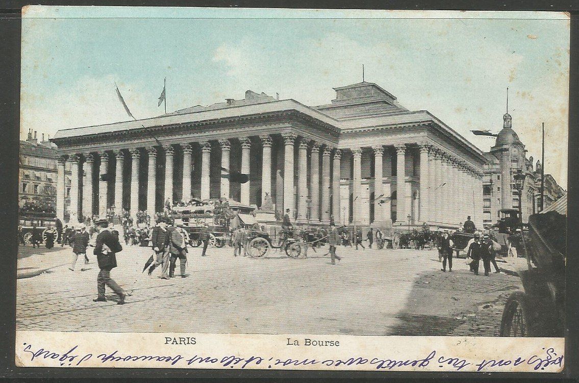 Cartoline postali: Carte P de 1908 ( Paris / La Bourse ) – Usato da La Russille venduto da Nono4