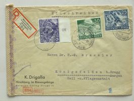 DR - ZENSUR Brief 1943, HIRSCHBERG nach KÖNIGSFELDEN / BRUGG