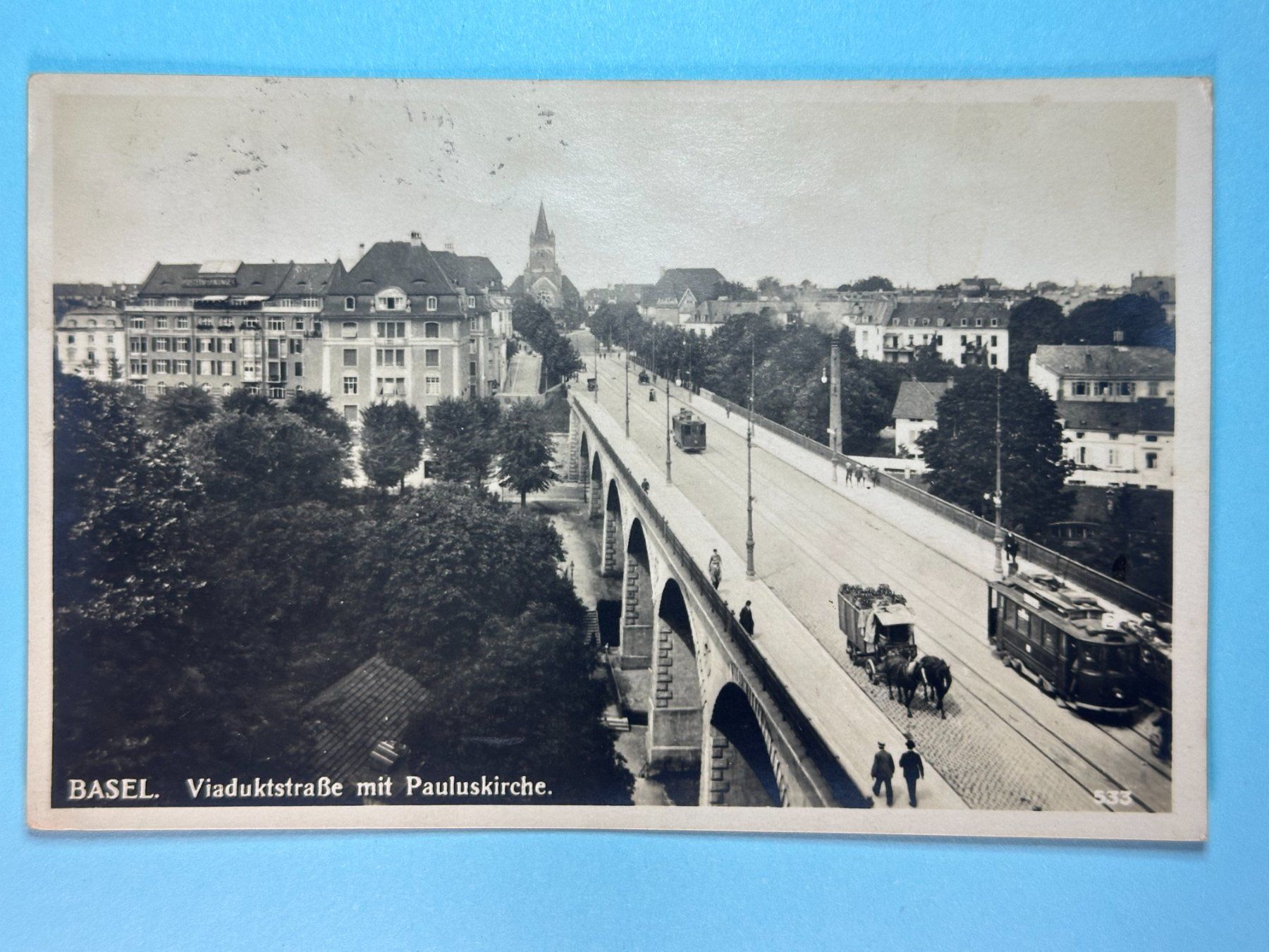 Cartoline postali: Basel - Viaduktstrasse mit Pauluskirche – Usato da Steg VS venduto da danwer74