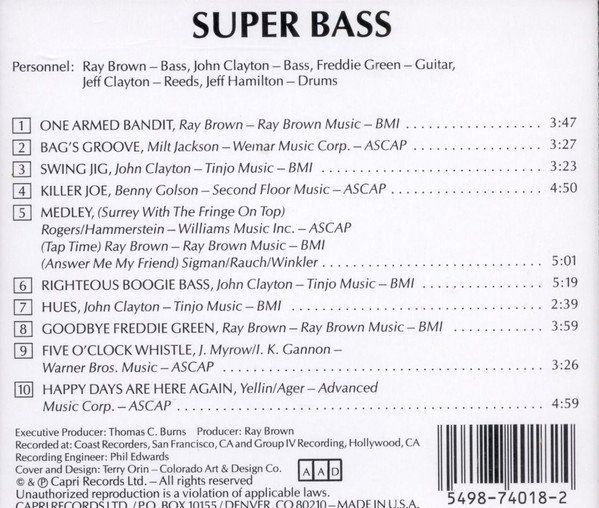 CD: Ray Brown, Freddie Green, John Clayton, Jef Hamilton, – Usato da Unterbäch venduto da laqug 1