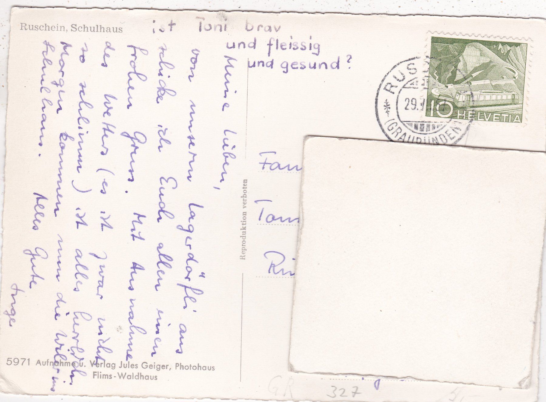 Cartoline postali: Ruschein Schulhaus 1957 – Usato da Herisau venduto da Lisegrat2008 1