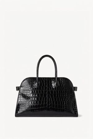 Handtasche Leder mit Krokoprägung im THE ROW Margaux Stil