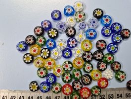 Perles rondes plates mix 10 mm Millefiori Murano lot 15 pcs