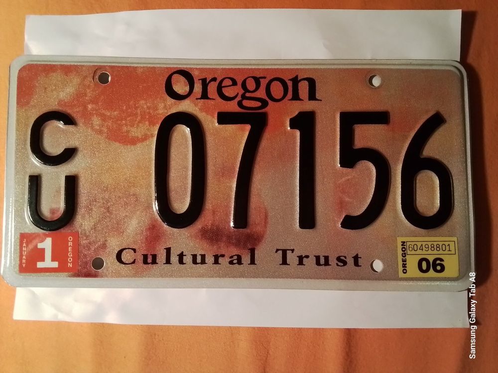 Original USA Nummernschild - Oregon Cultural Trust + Sticker