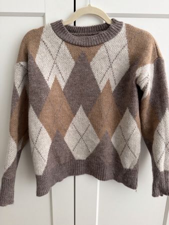 Vintage Style Argyle Sweater, Made in Italy - Size Small