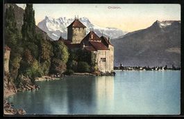 Chillon, Ortsansicht mit Schloss vom Was