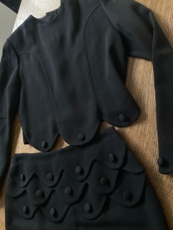 *CHANTAL FORTIN Paris* KOSTÜM/BLAZER & JUPE Gr.L/42 schwarz