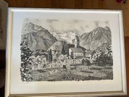 Alex Walter Diggelmann, Jungfrau, Ansicht Interlaken, Litho