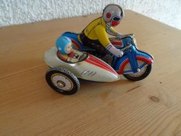 Blechspielzeug Motorrad mit Seitenwagen