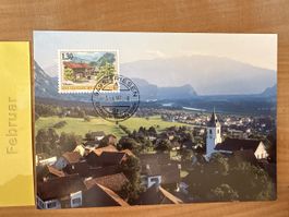 AK mit Briefmarke von Liechtenstein / Triesen