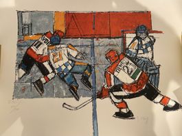 Litho von Rudolf Mirer Eishockey EHC Chur 125/150