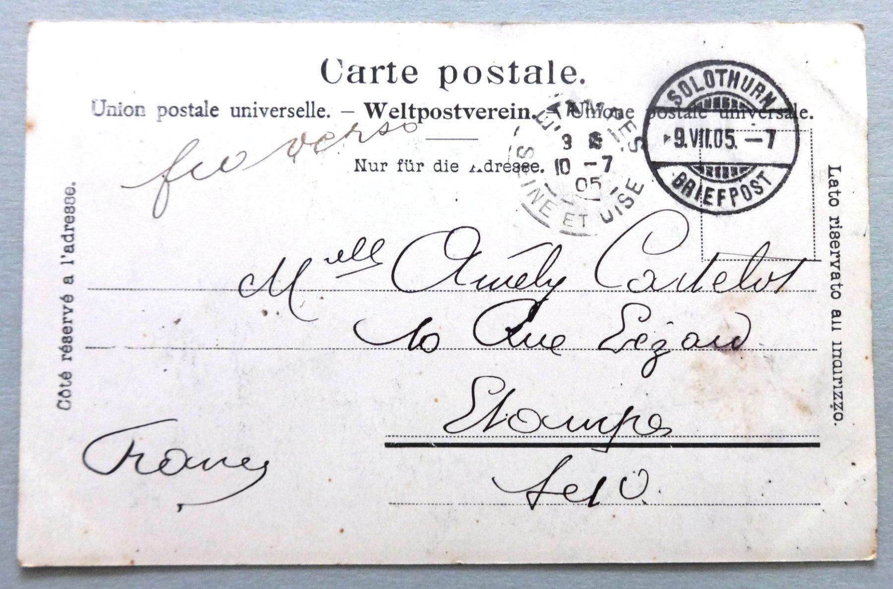 Cartoline postali: Solothurn – Difettoso da Fétigny venduto da Billy2miny 1