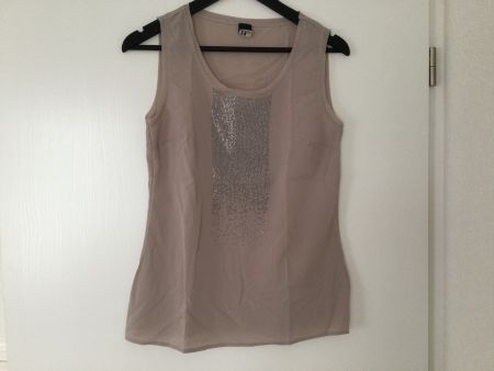 Top/Bluse in Beige mit Pailletten, Grösse 36, Sommerlich!