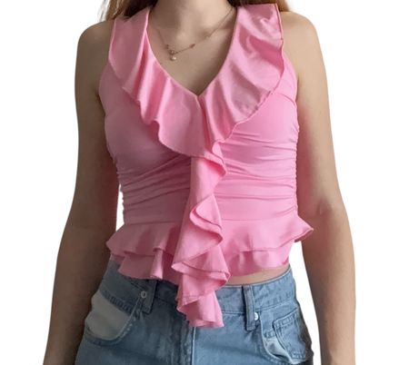 Top Rosa Grösse S Rüschen Volants Tanktop