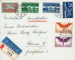 1937: Flugbeleg von Arosa nach Rheine (Westfahlen)